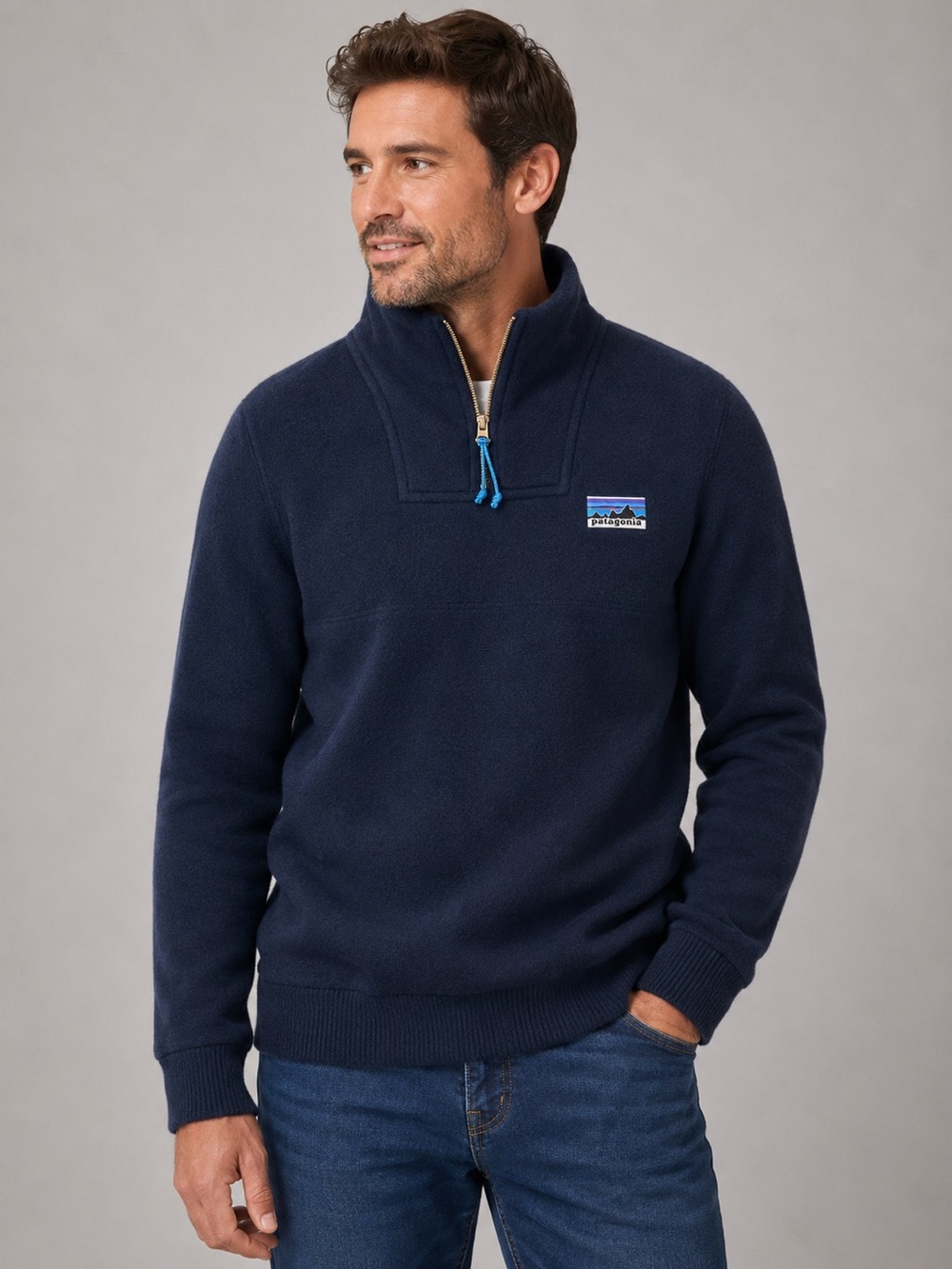 Patagonia Mens Navy Woolie Fleece Pullover Sz L